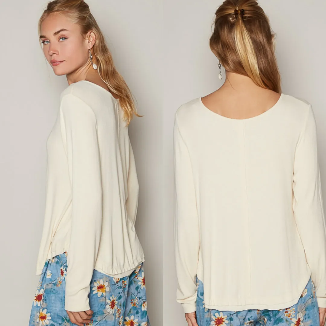 Ribbed Knit Henley Top