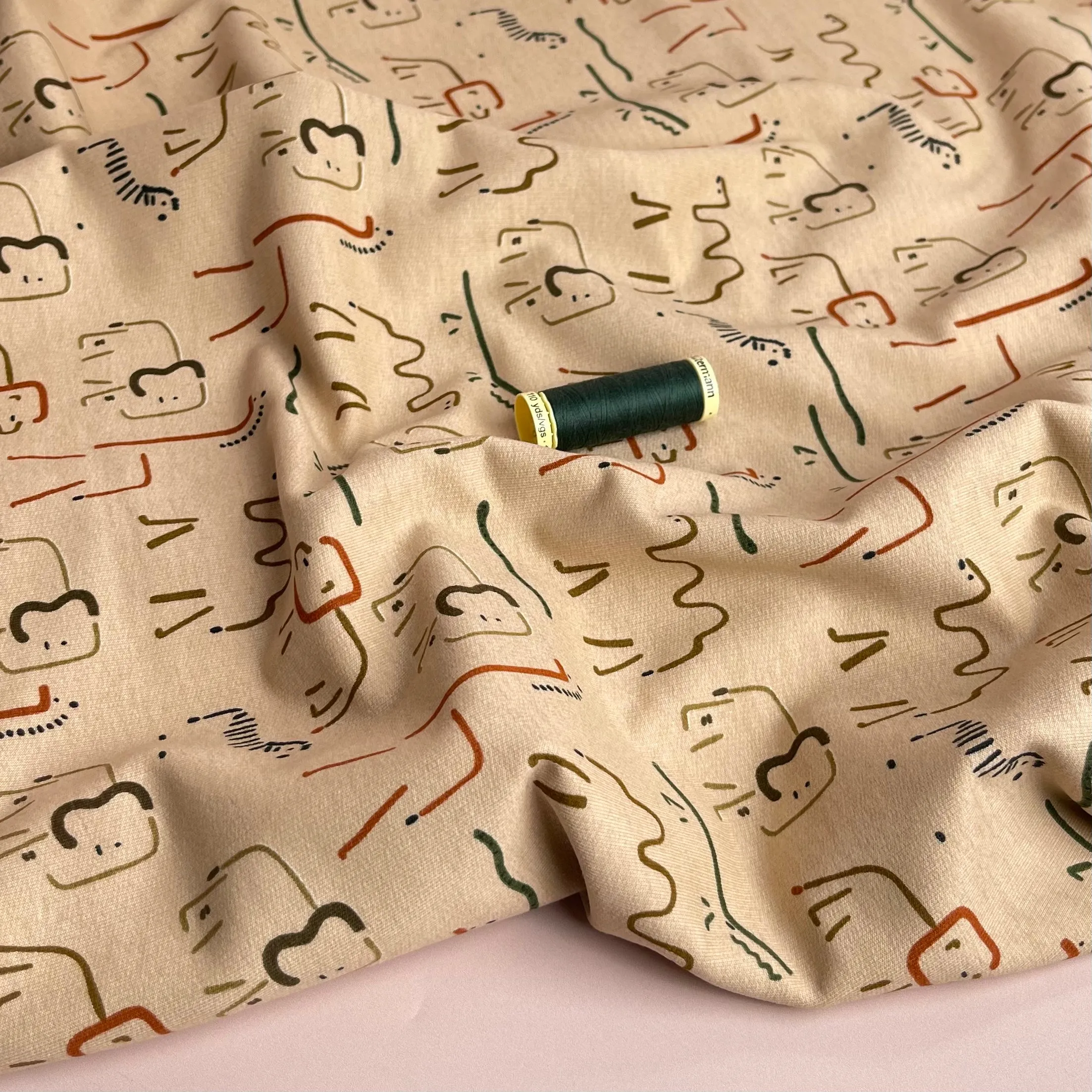 Safari Peach Soft Cotton French Terry in Beige