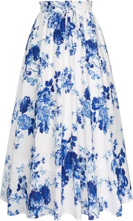 Scarlet Darkness Renaissance Maxi Skirts for Women Summer Floral Long Skirt with Pockets