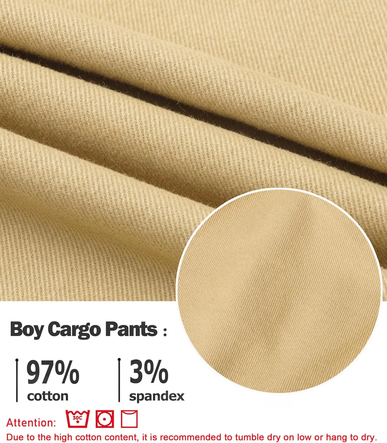 TLAENSON Boys Joggers Cargo Pants for Kids Drawstring Elastic Waist Cotton Twill Jogging School Pant