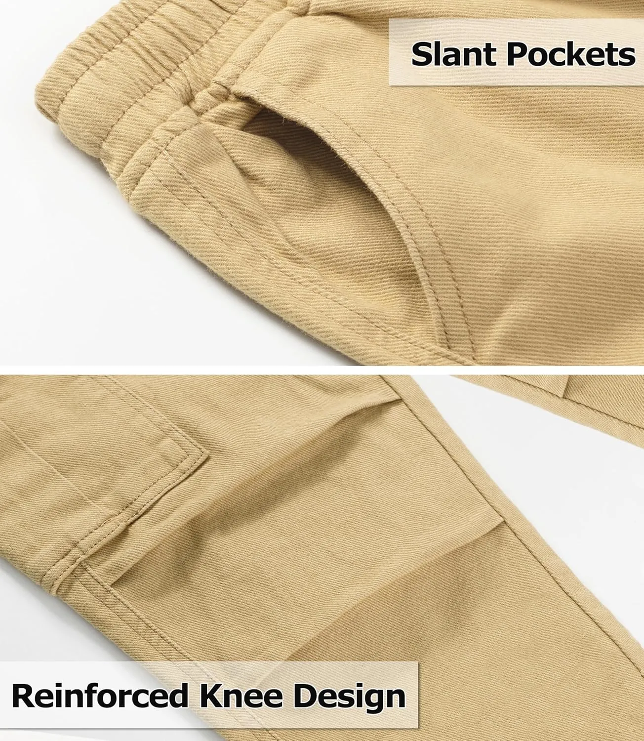TLAENSON Boys Joggers Cargo Pants for Kids Drawstring Elastic Waist Cotton Twill Jogging School Pant