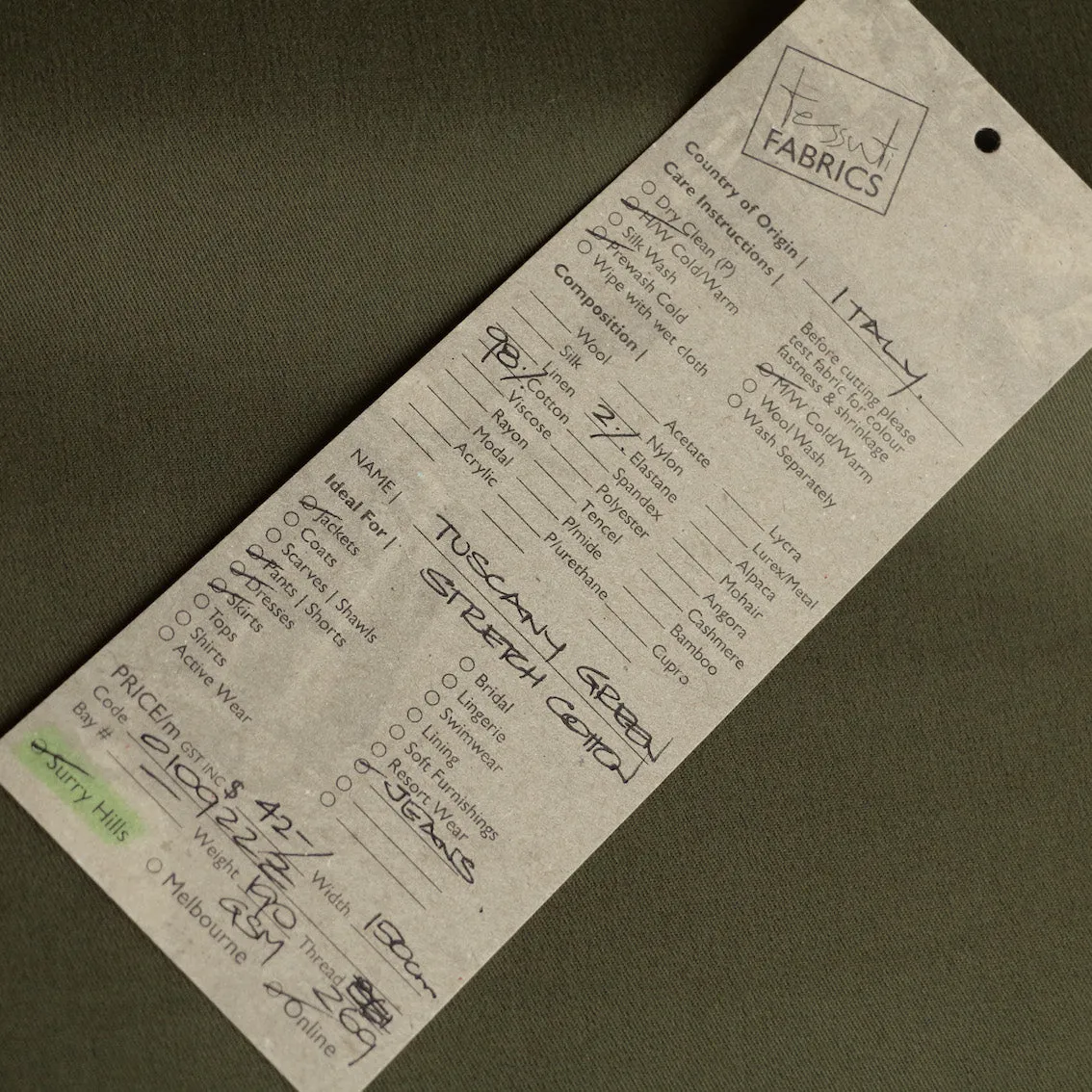 Tuscany Green Stretch Cotton