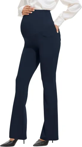 VIMPEP 27"/29"/31" Flare Maternity Yoga Pants Over The Belly Pregnancy Bootcut Strethcy Leggings with Pockets C201