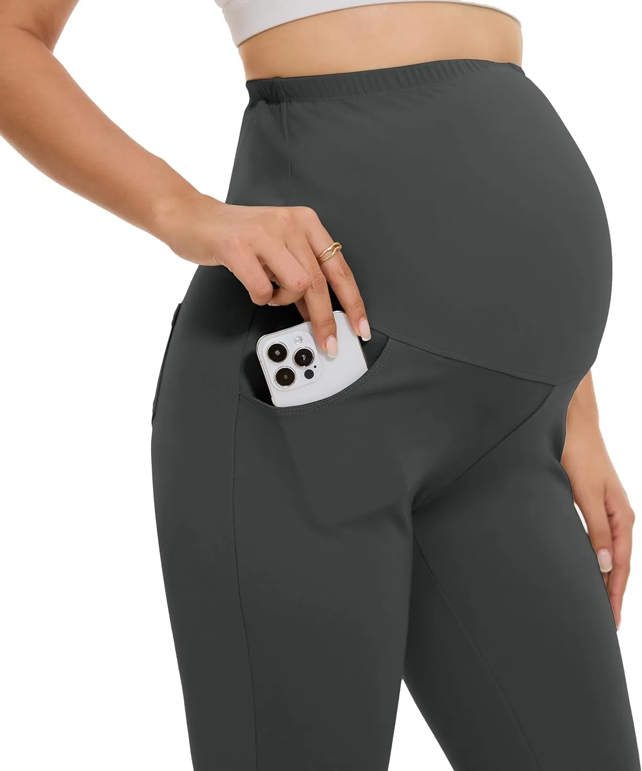 VIMPEP 27"/29"/31" Flare Maternity Yoga Pants Over The Belly Pregnancy Bootcut Strethcy Leggings with Pockets C201