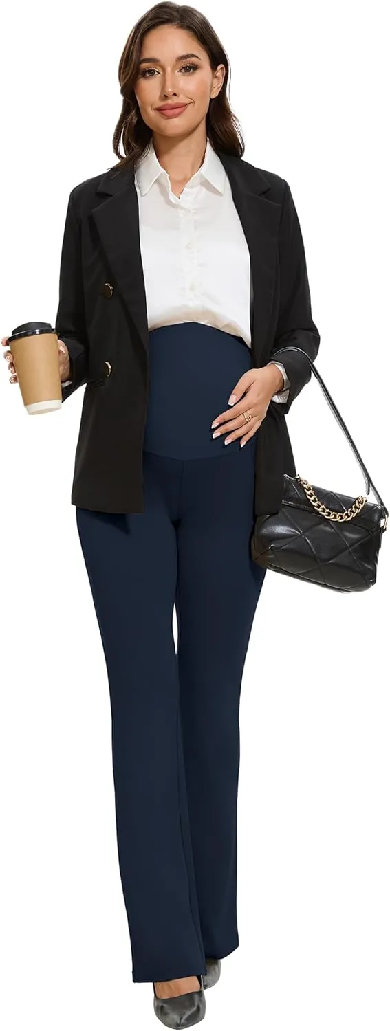 VIMPEP 27"/29"/31" Flare Maternity Yoga Pants Over The Belly Pregnancy Bootcut Strethcy Leggings with Pockets C201