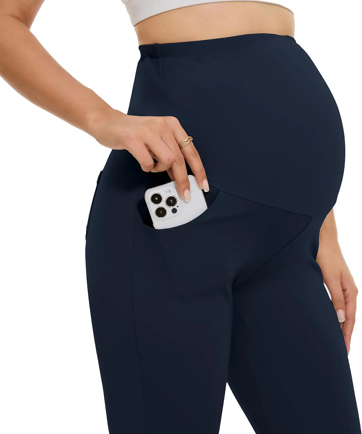 VIMPEP 27"/29"/31" Flare Maternity Yoga Pants Over The Belly Pregnancy Bootcut Strethcy Leggings with Pockets C201