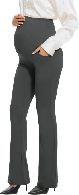 VIMPEP 27"/29"/31" Flare Maternity Yoga Pants Over The Belly Pregnancy Bootcut Strethcy Leggings with Pockets C201