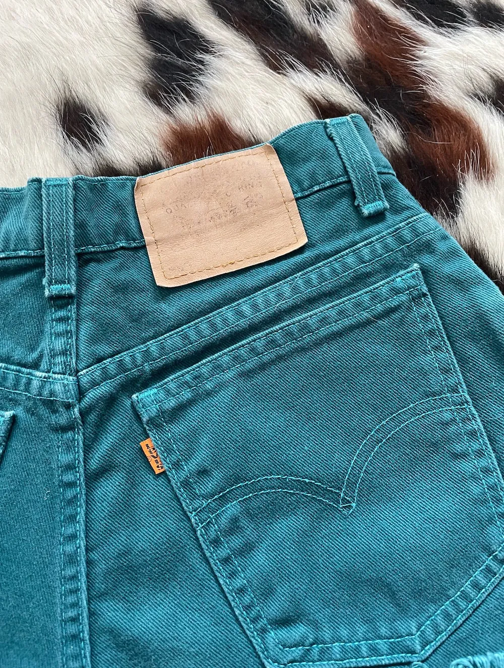 Vintage 90s Teal High-Waist Levi's Cut-Off Shorts -- Size 28