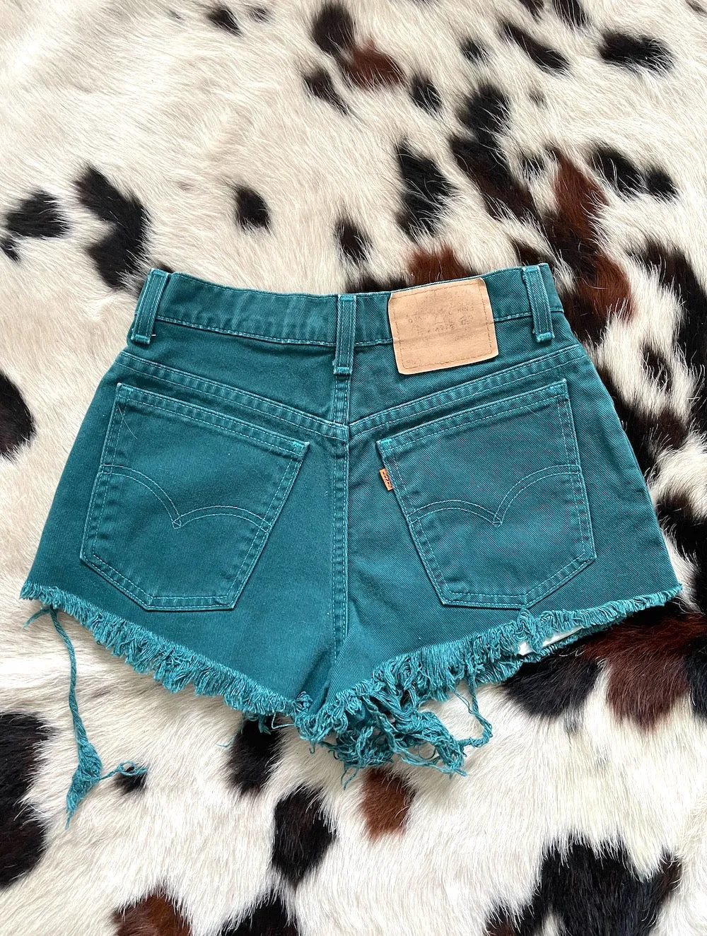 Vintage 90s Teal High-Waist Levi's Cut-Off Shorts -- Size 28