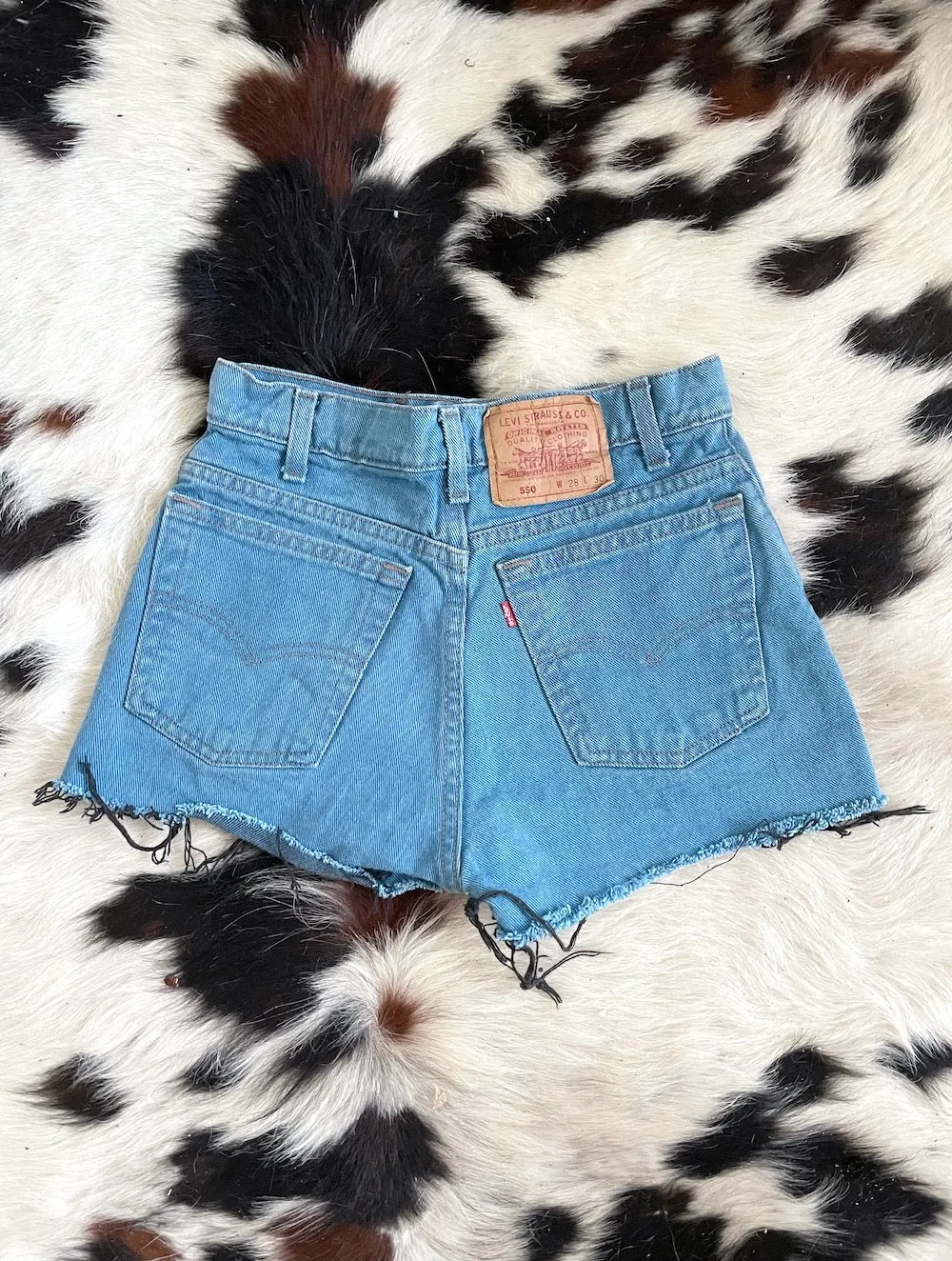 Vintage 90s Teal Shredded High-Waist Levi's Cut-Off Shorts -- Size 27