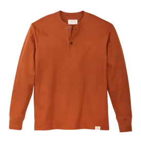 Waffle Knit Henley - Rust