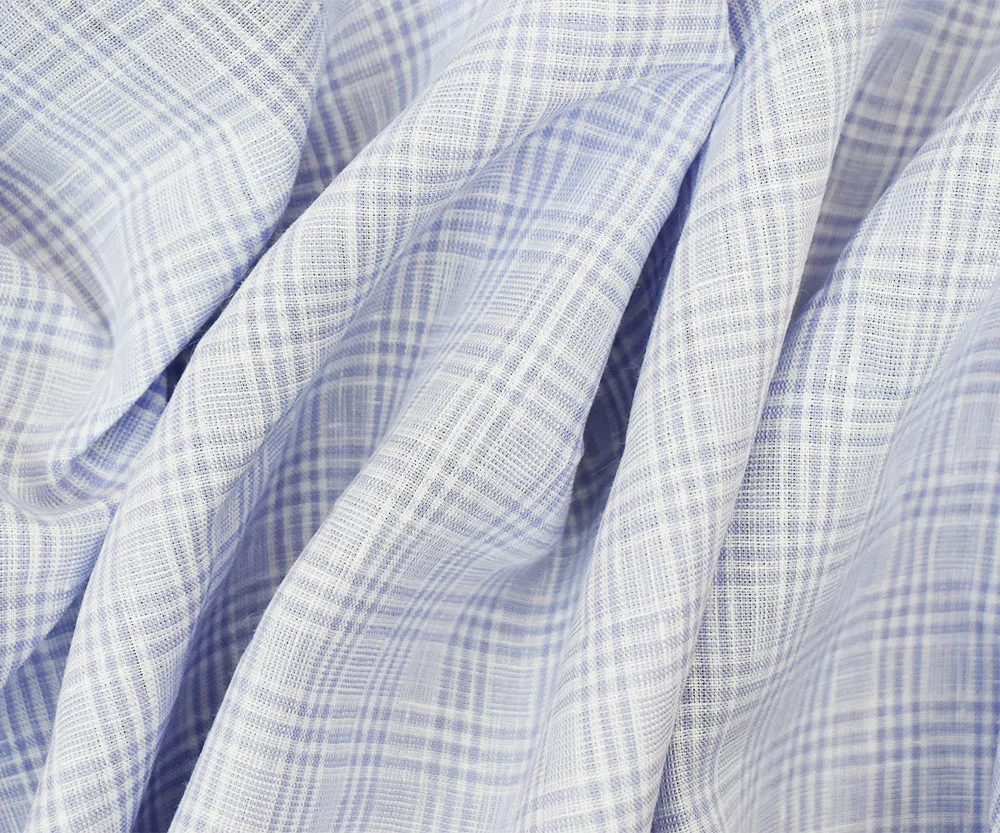 White-Purple Spence Bryson Plaid Irish Linen Woven Fabric