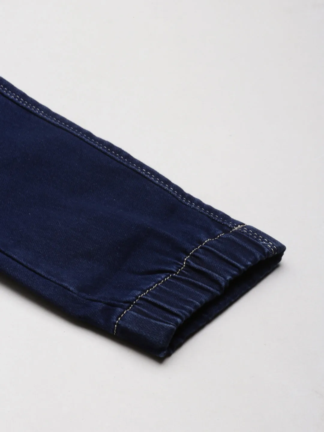 Women Navy Blue Solid Jogger Denim Jeans