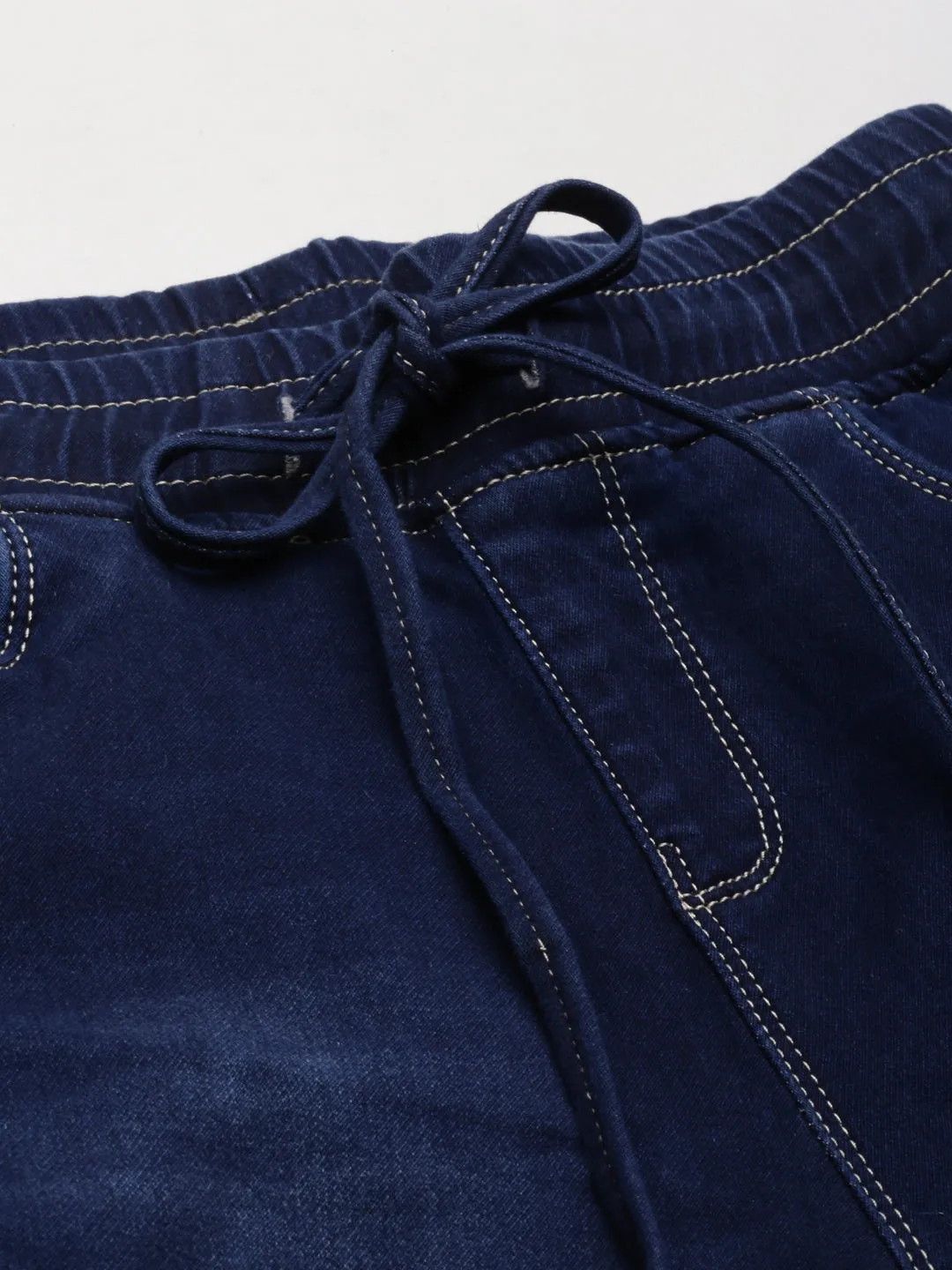 Women Navy Blue Solid Jogger Denim Jeans
