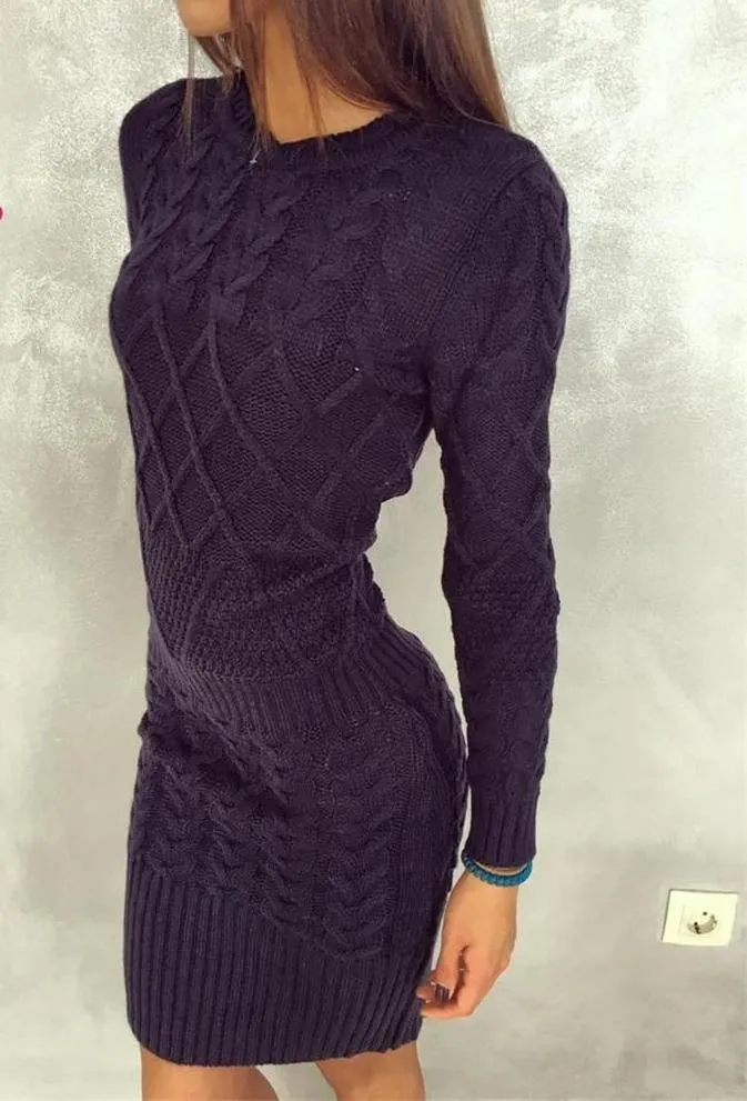 Women Sweater Warm Dresses Women Clothes Ladies Long Sleeve Bodycon