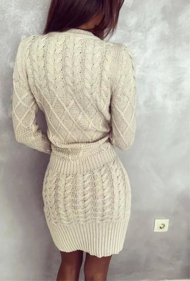 Women Sweater Warm Dresses Women Clothes Ladies Long Sleeve Bodycon