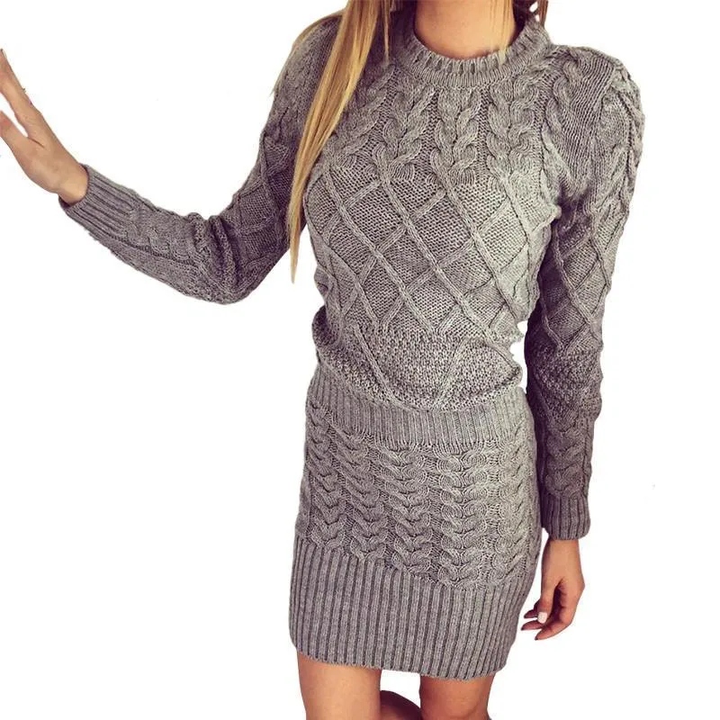 Women Sweater Warm Dresses Women Clothes Ladies Long Sleeve Bodycon