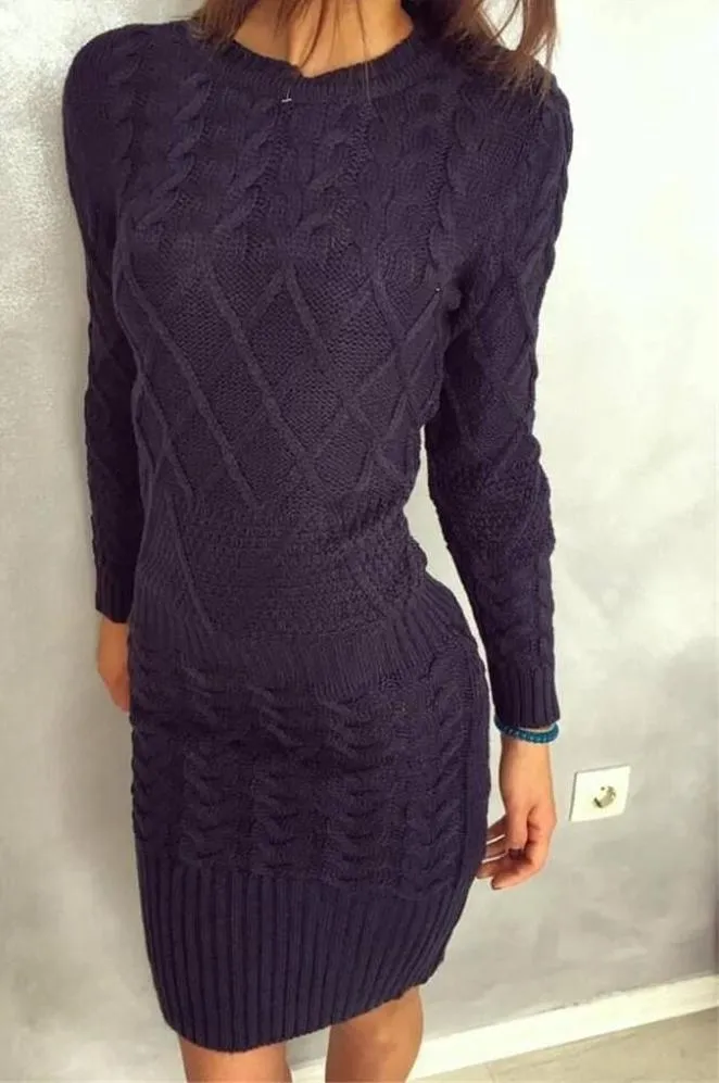 Women Sweater Warm Dresses Women Clothes Ladies Long Sleeve Bodycon