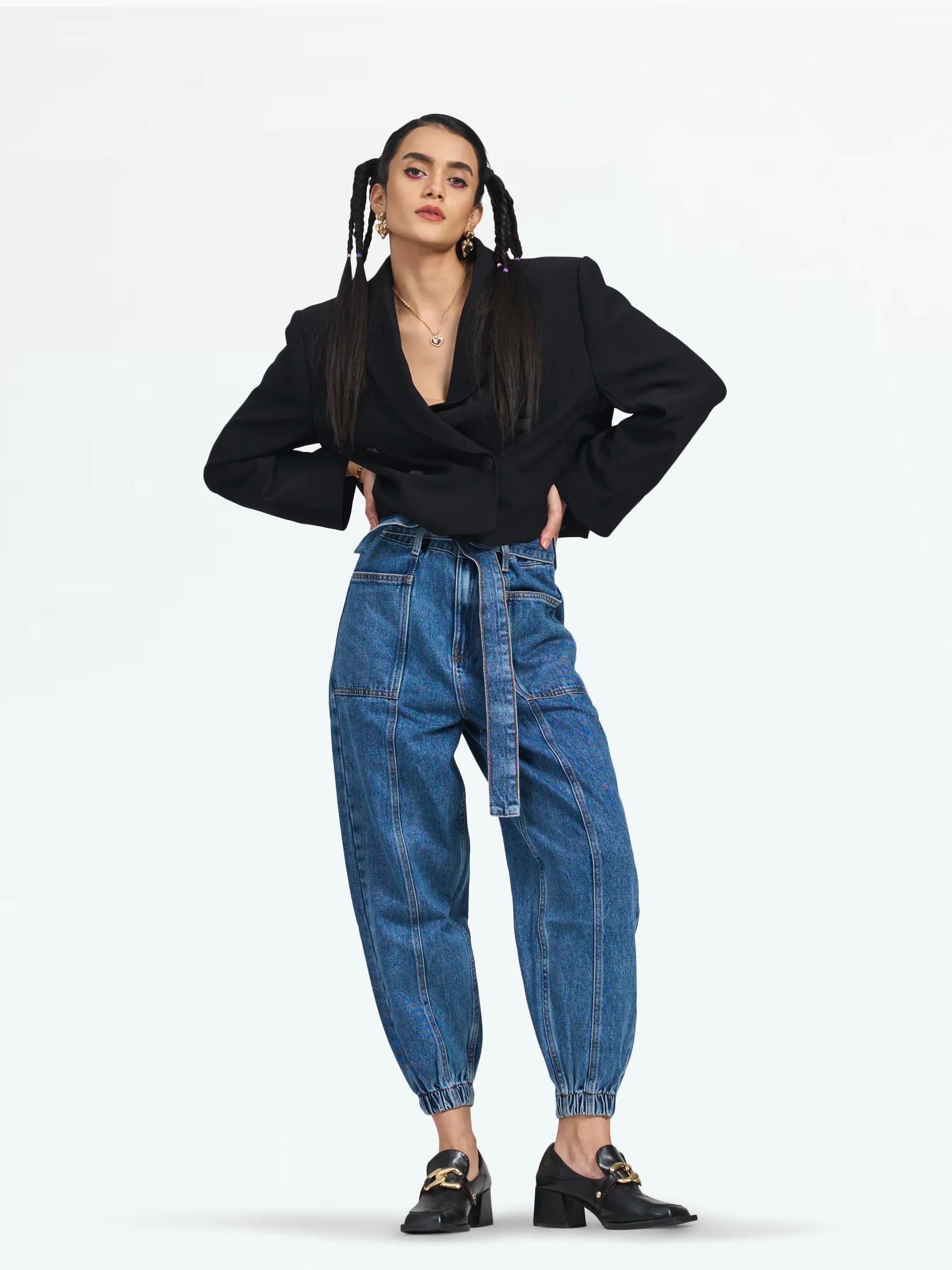 Women's Dark Blue Zurich Belted Cotton Jogger