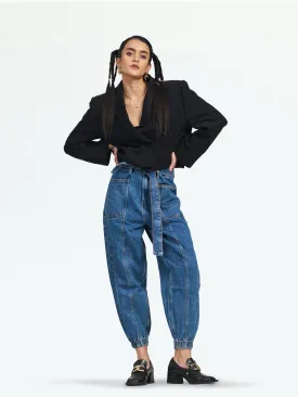 Women's Dark Blue Zurich Belted Cotton Jogger