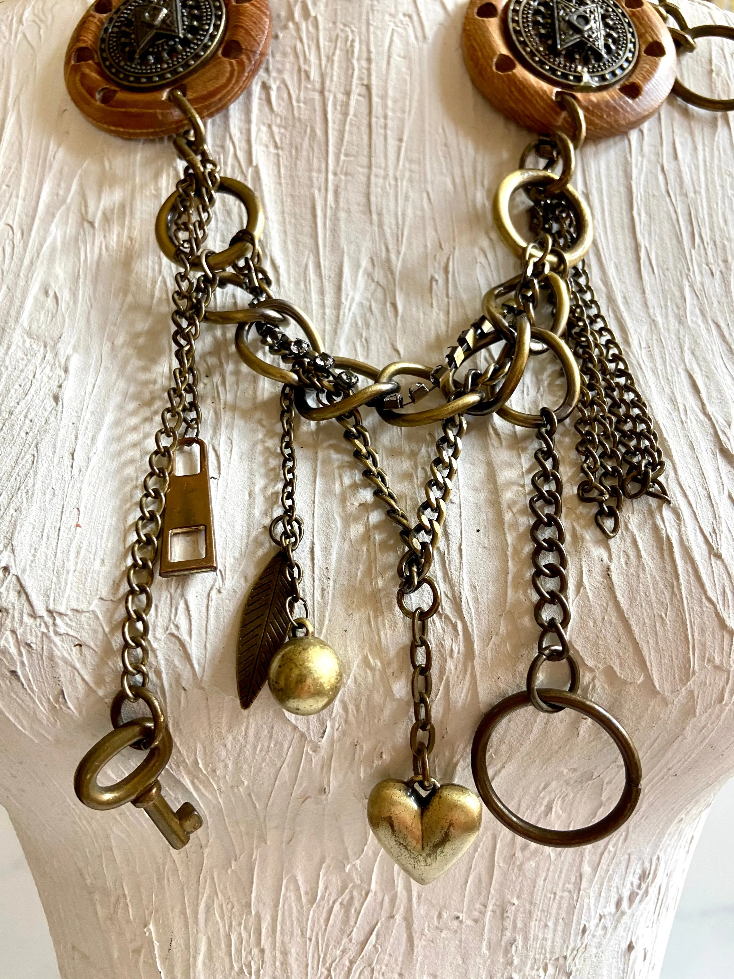 Wood metal chain belt