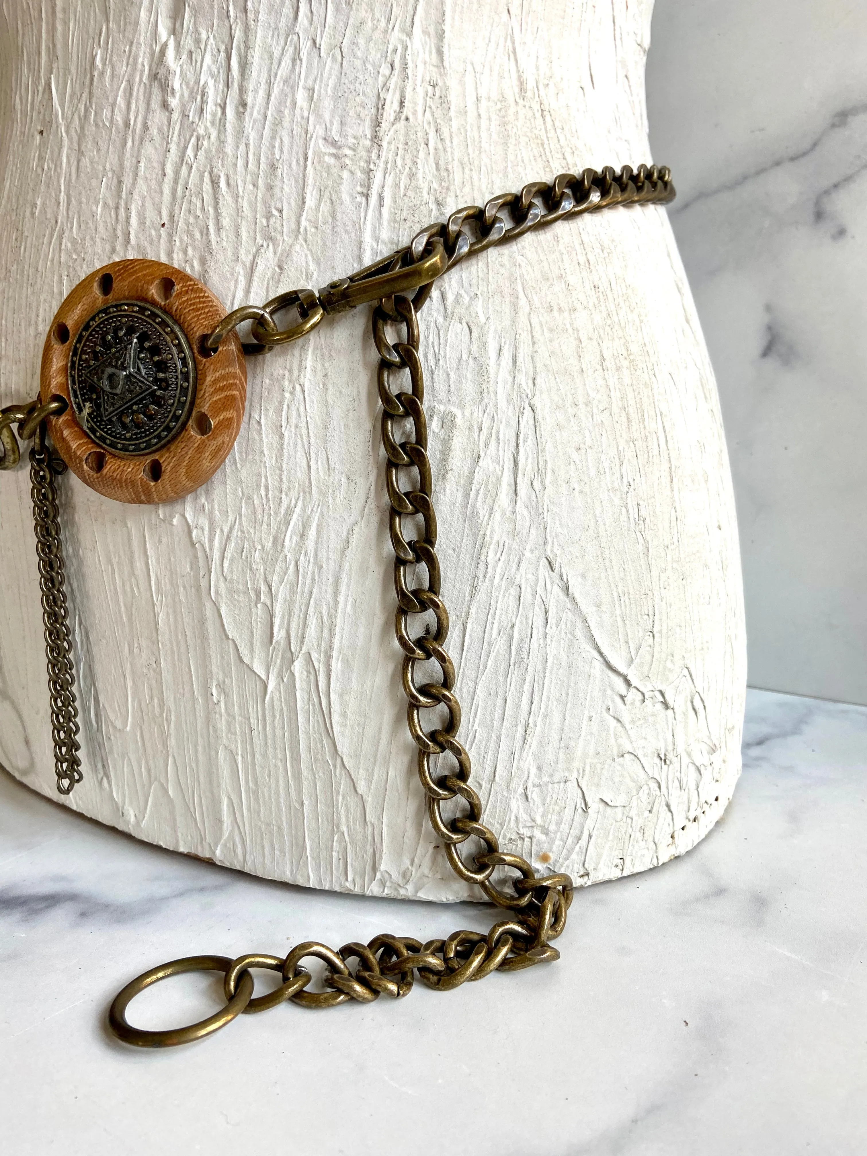 Wood metal chain belt