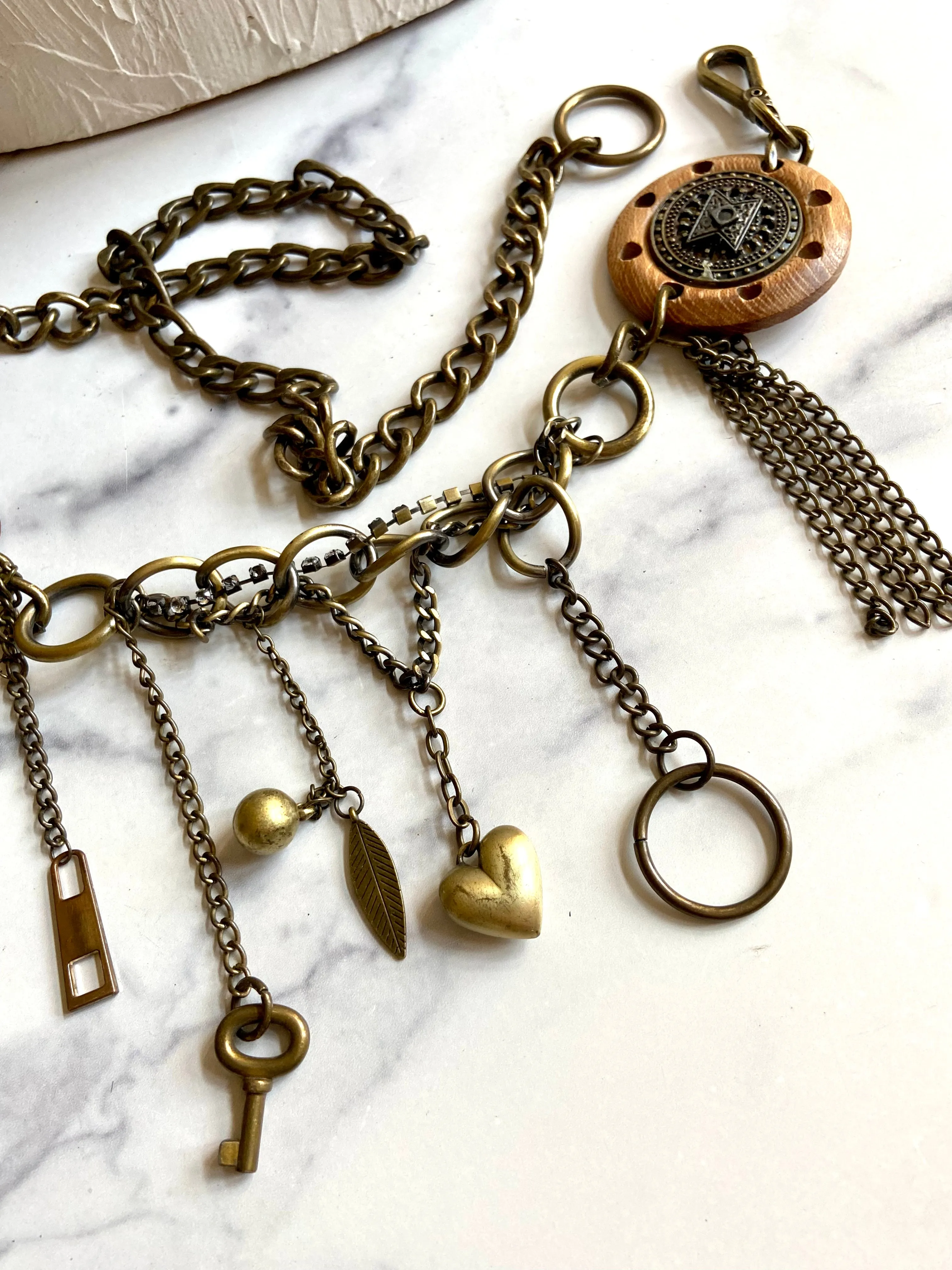 Wood metal chain belt