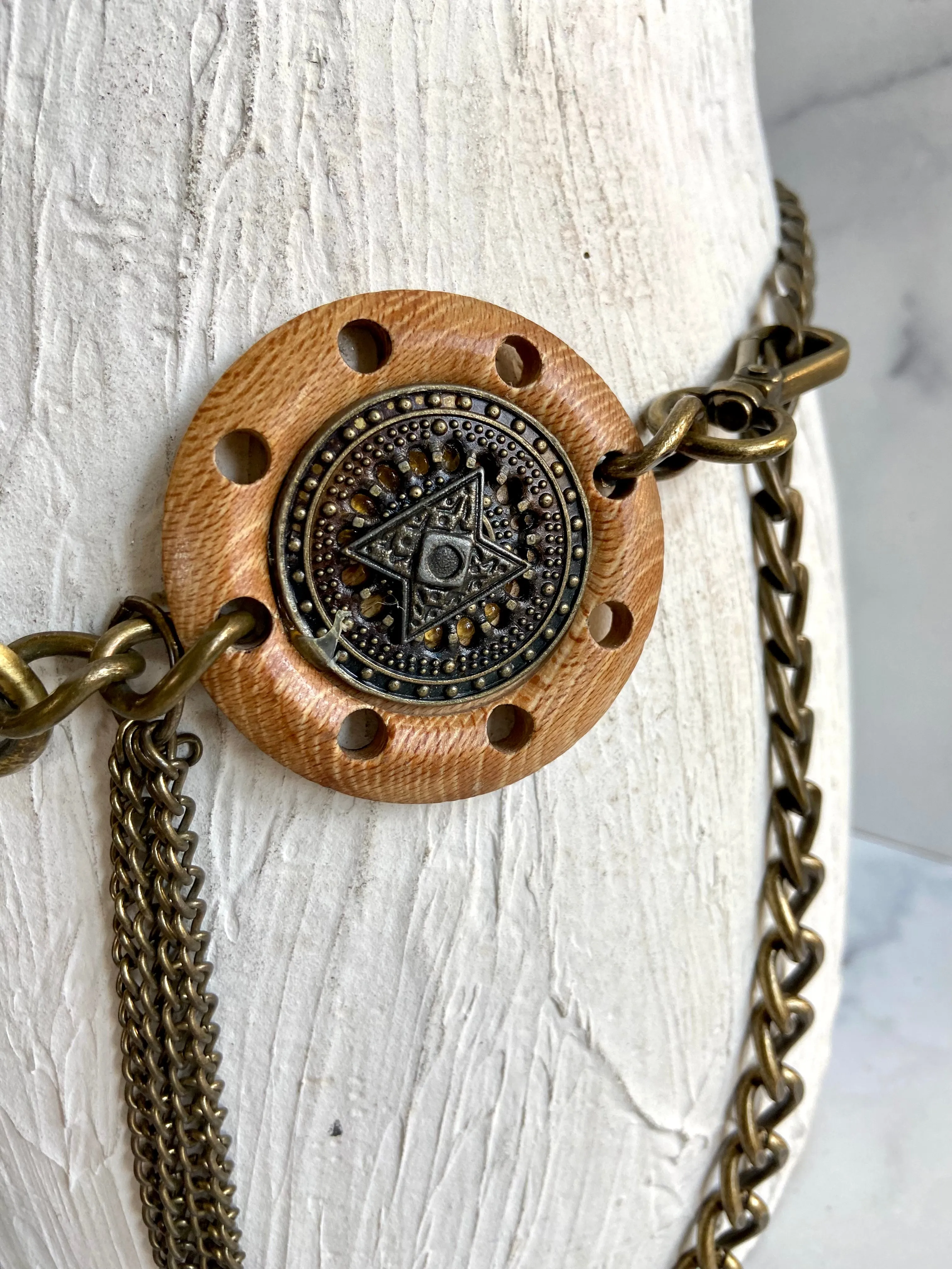 Wood metal chain belt