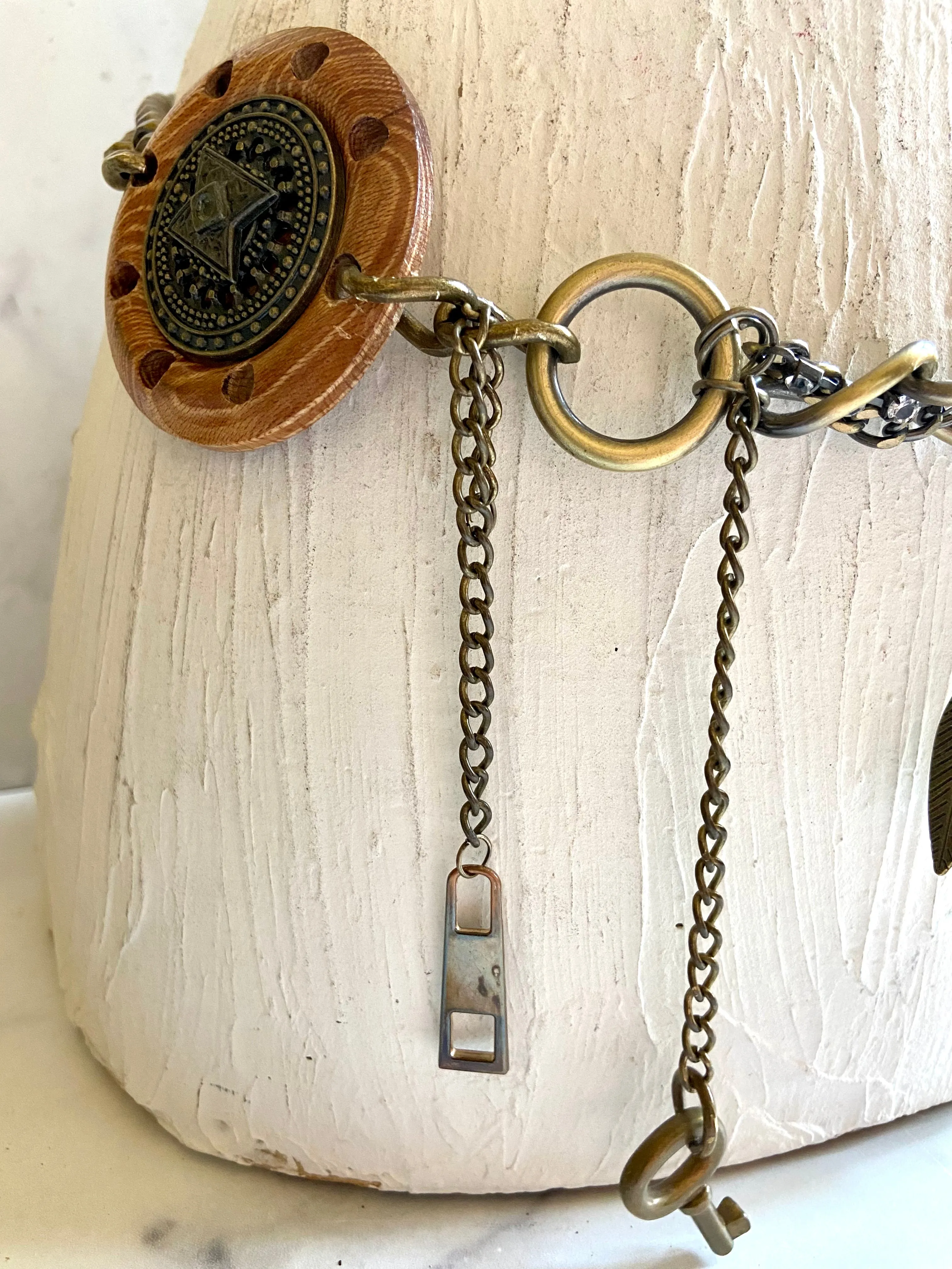 Wood metal chain belt