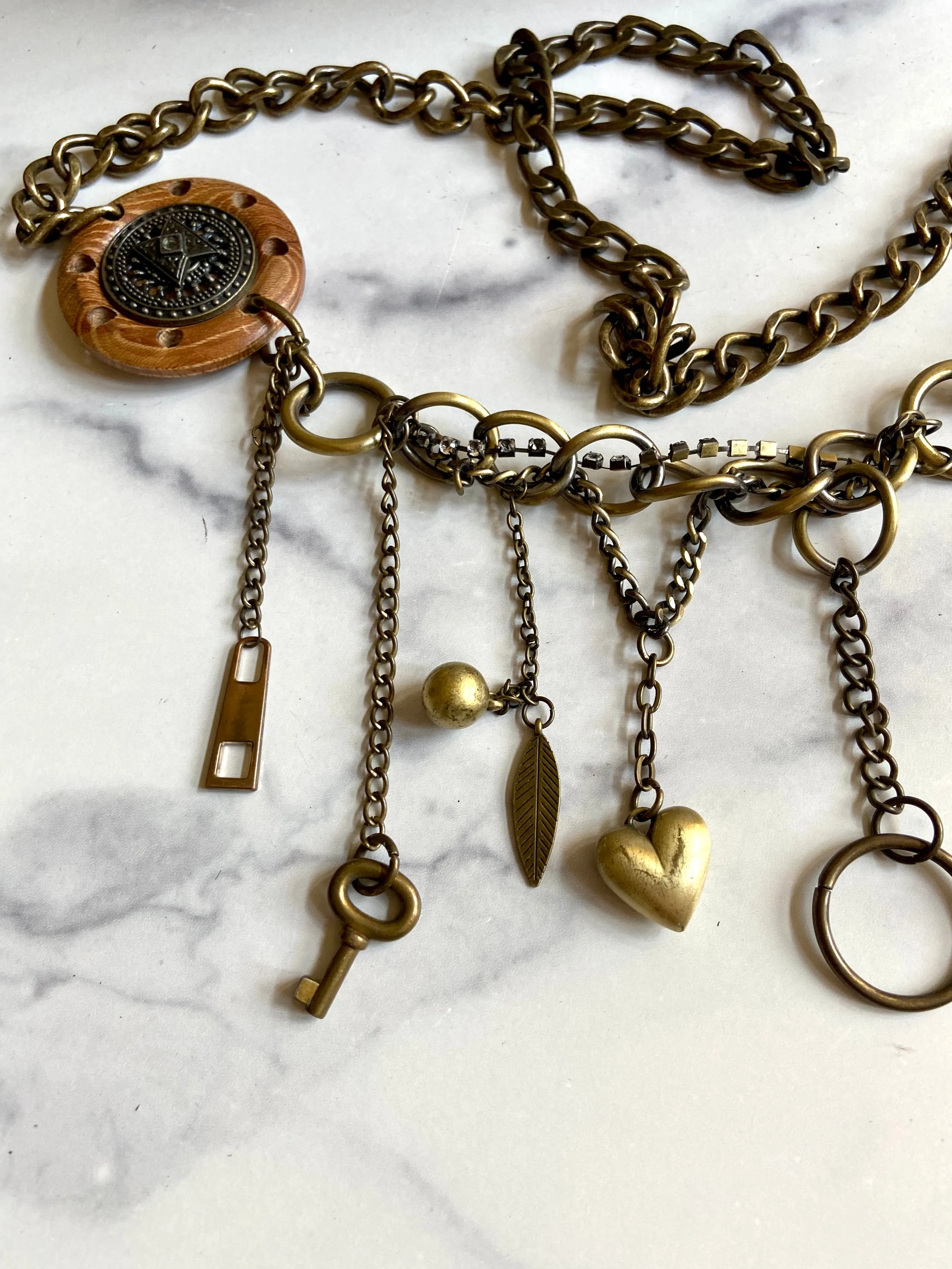 Wood metal chain belt