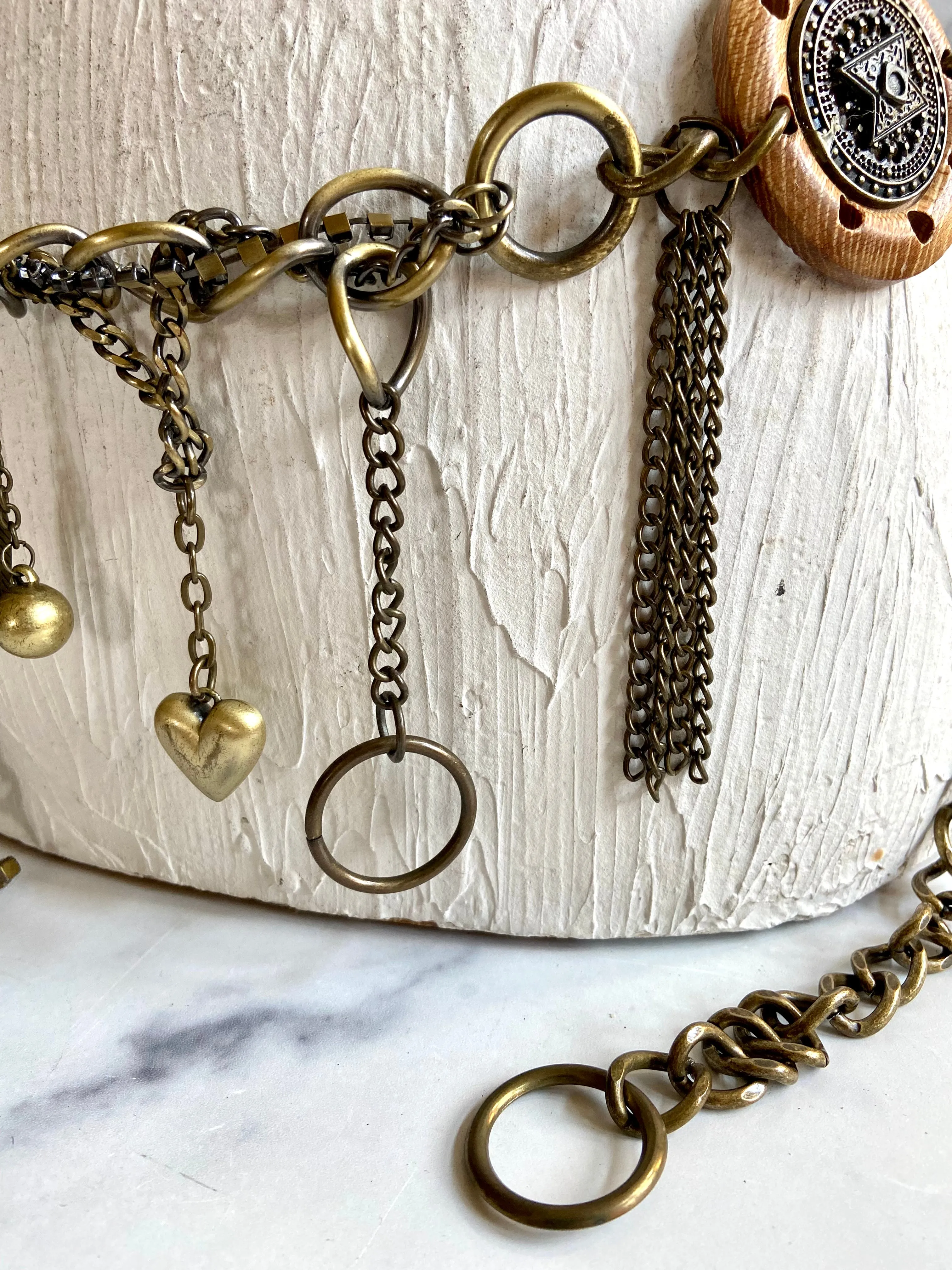 Wood metal chain belt