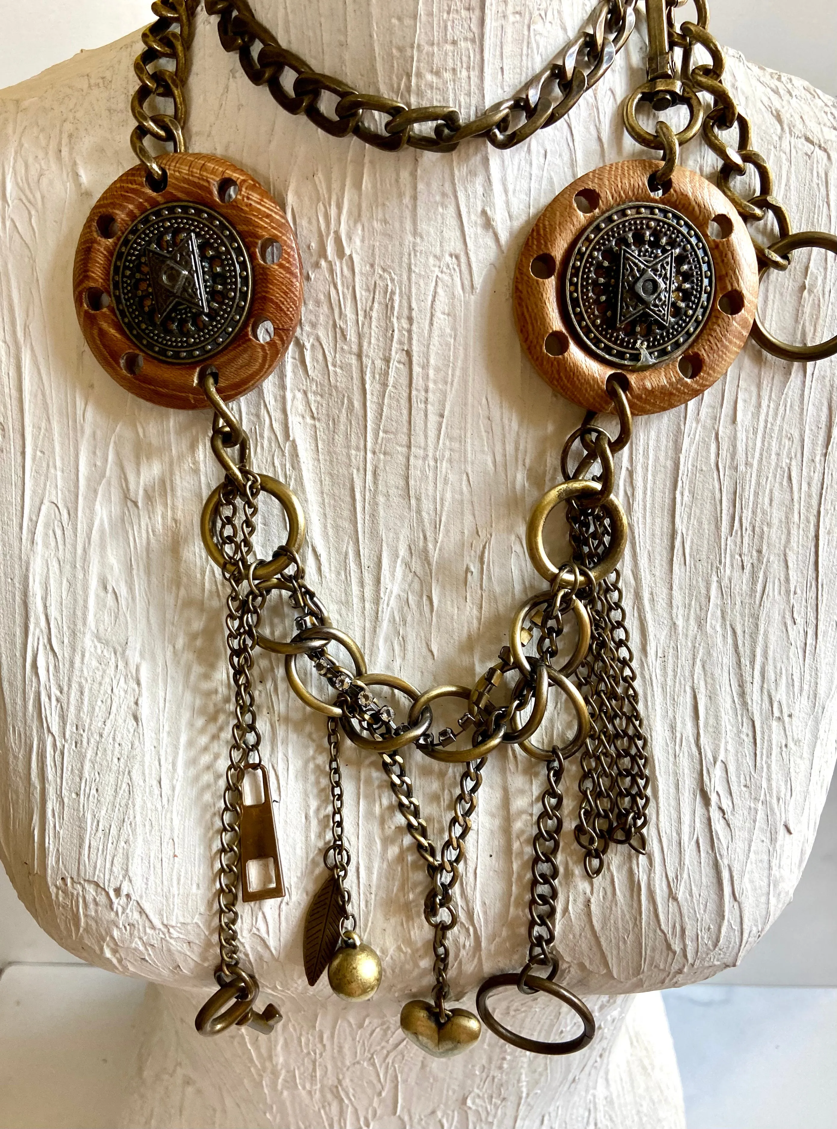 Wood metal chain belt