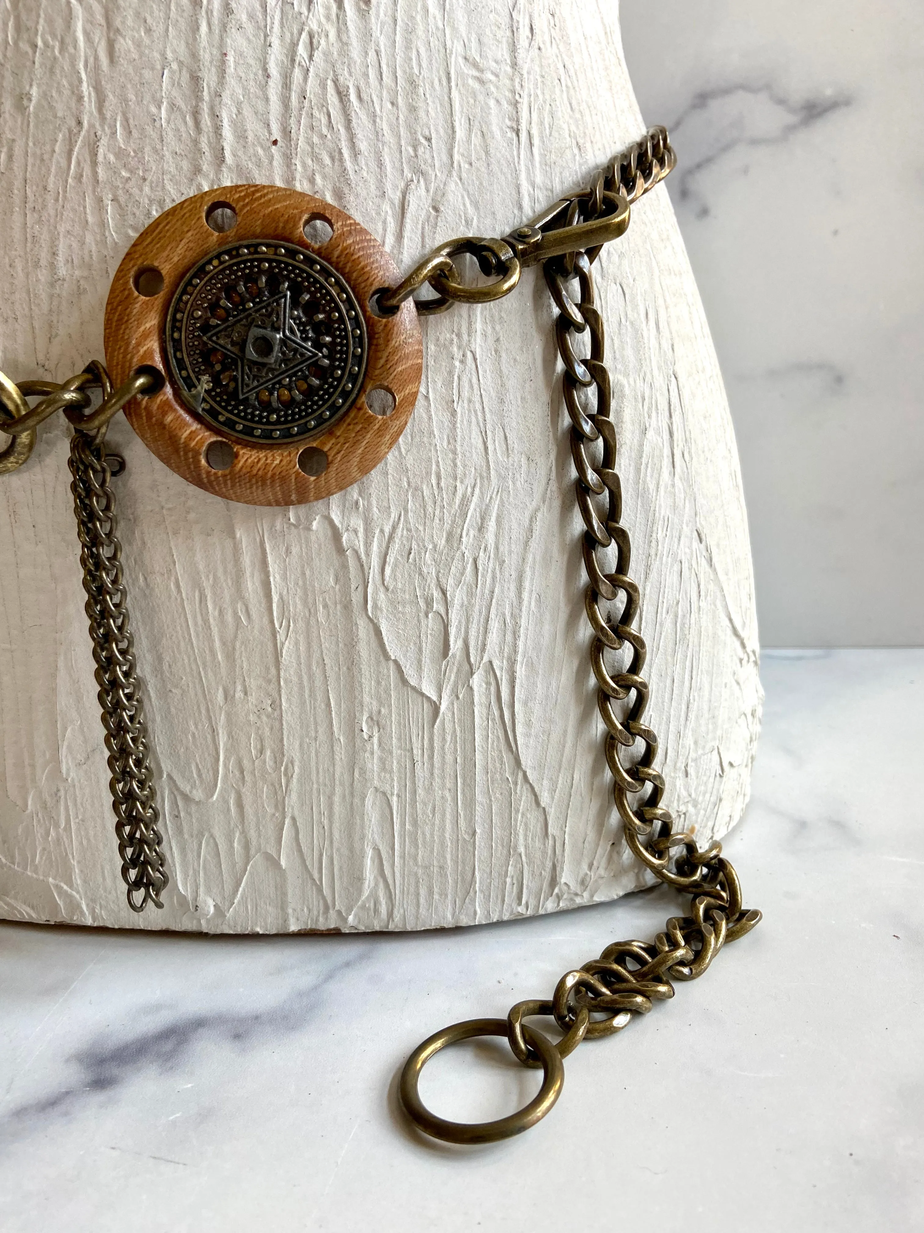 Wood metal chain belt
